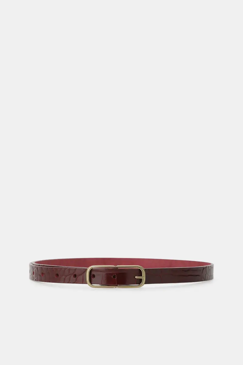 Cintura sottile con fibbia rettangolare metallo