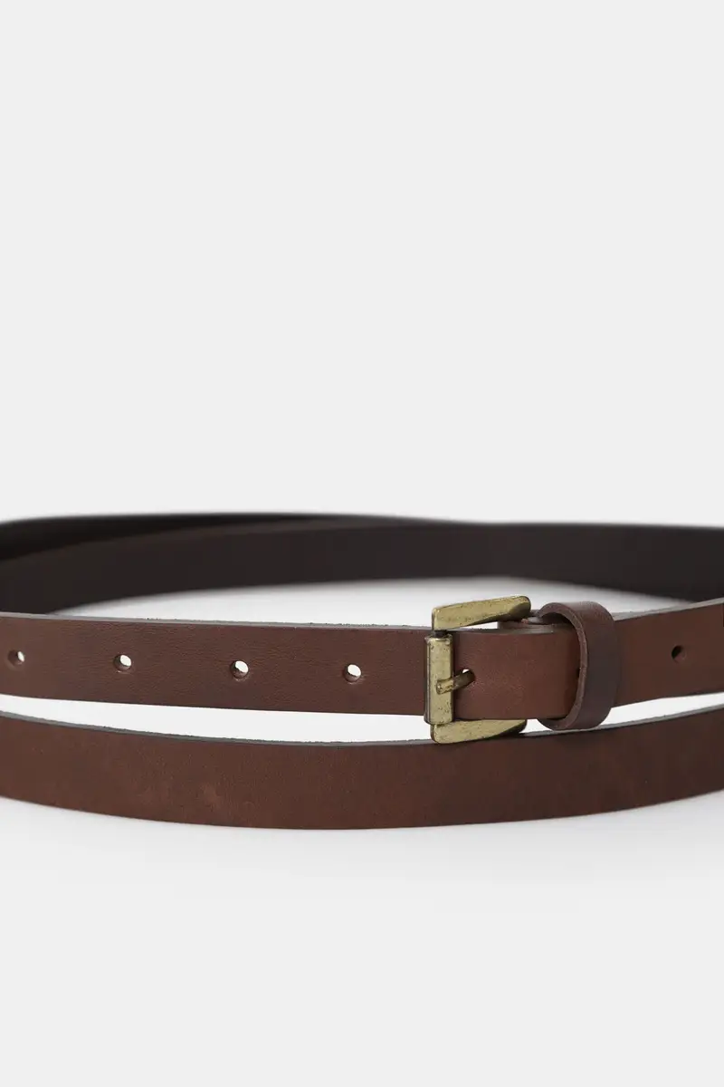 Cintura sottile fibbia rettangolare metallo opaco miniatura 2