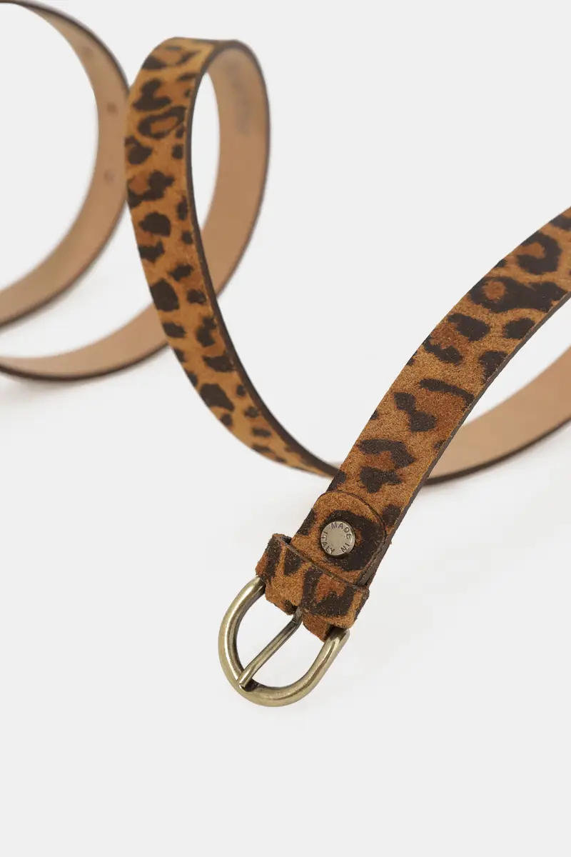 Cintura sottile stampa animalier fibbia metallo miniatura 2
