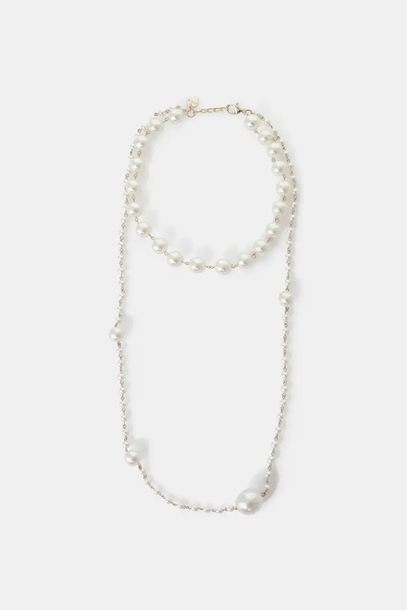 Collana doppia con perle di diverse dimensioni