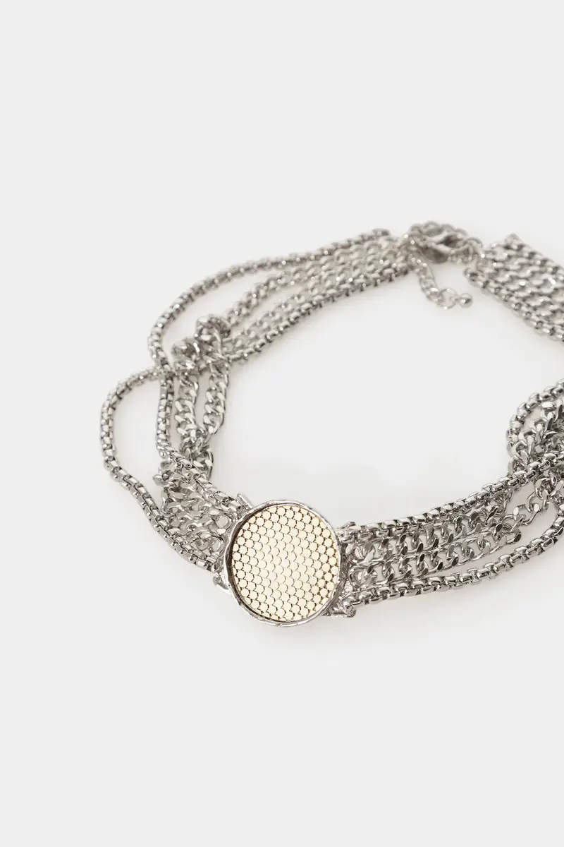 Collana girocollo catena multistrato con medaglione miniatura 3