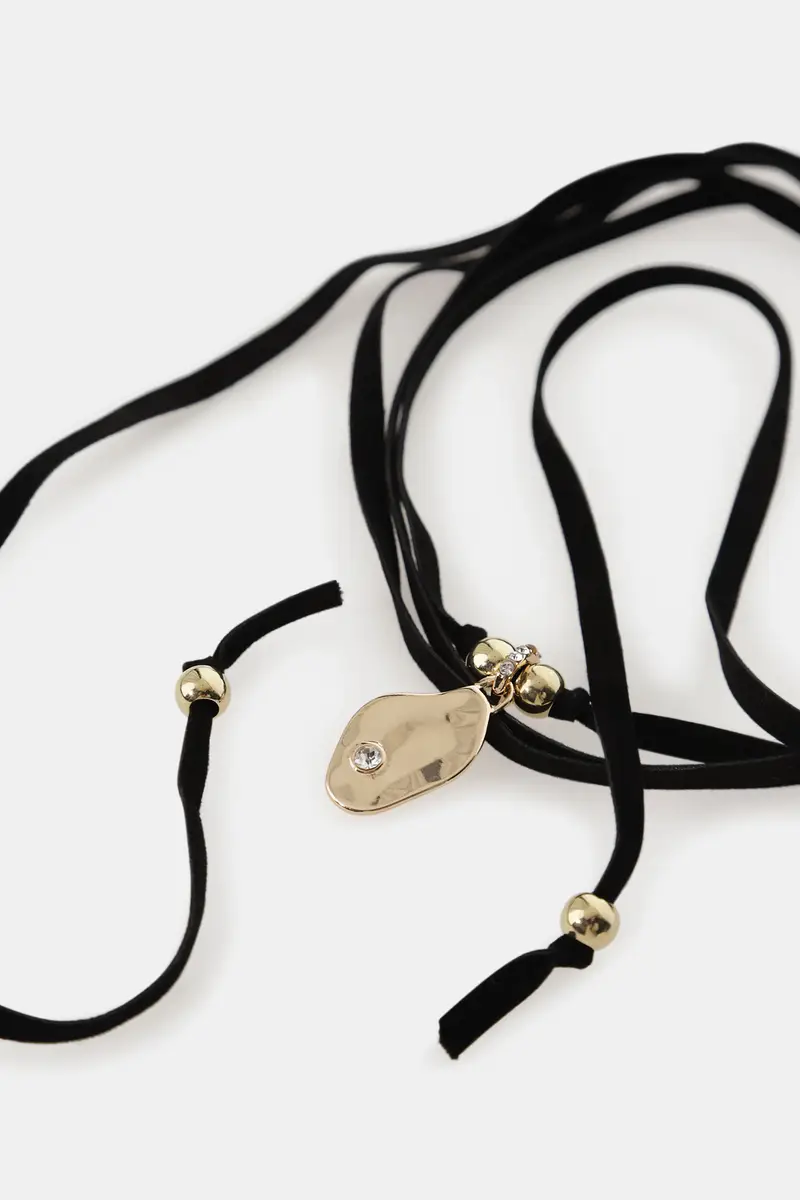 Collana girocollo con pendente asimmetrico dorato miniatura 3