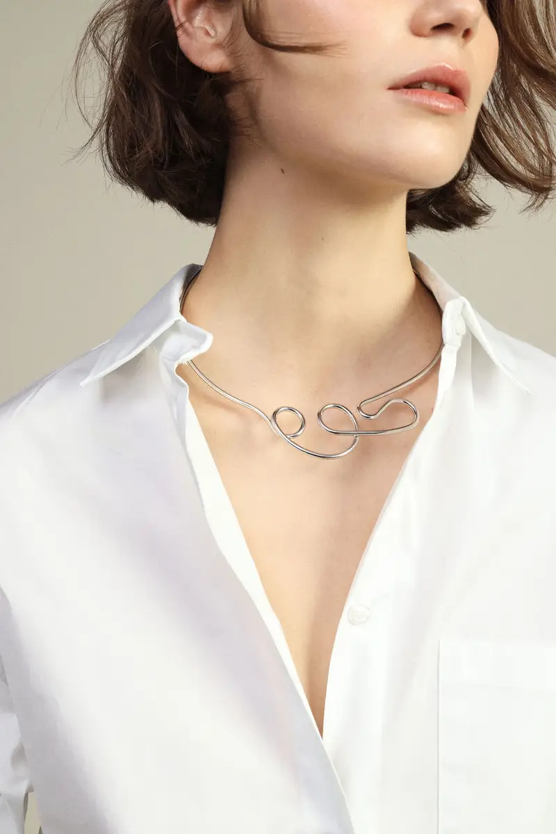 Collana rigida effetto filo intrecciato miniatura 2