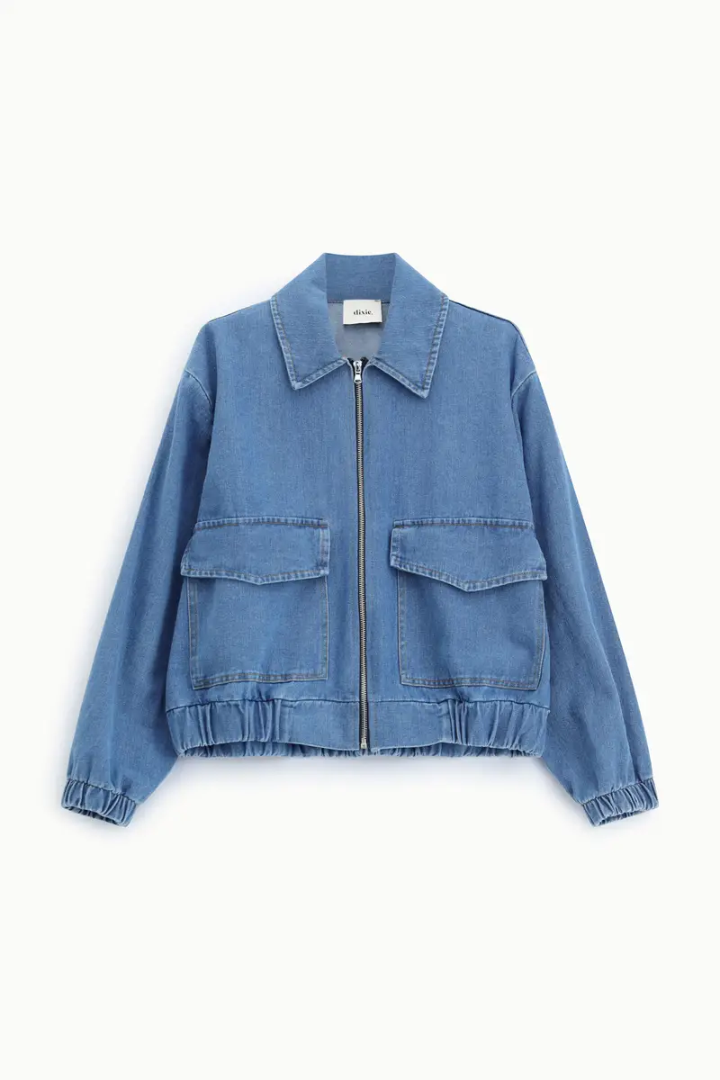 Denim jacket con zip e tasche frontali
