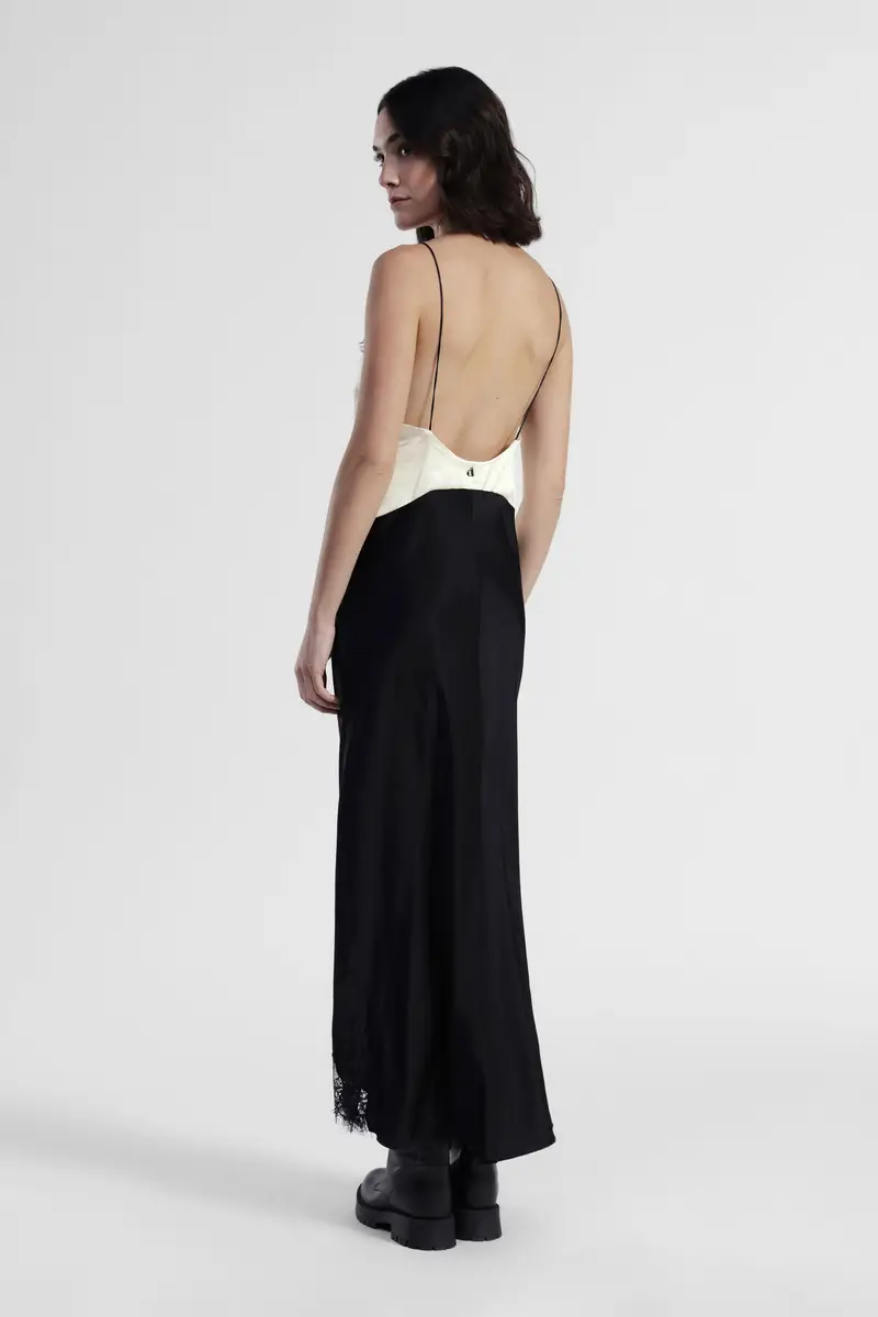 Dress lungo con spalline sottili e dettagli in pizzo miniatura 3