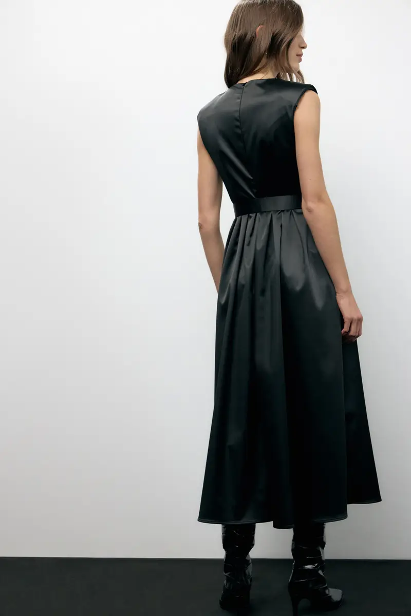 Dress lungo senza maniche con cintura e zip miniatura 3