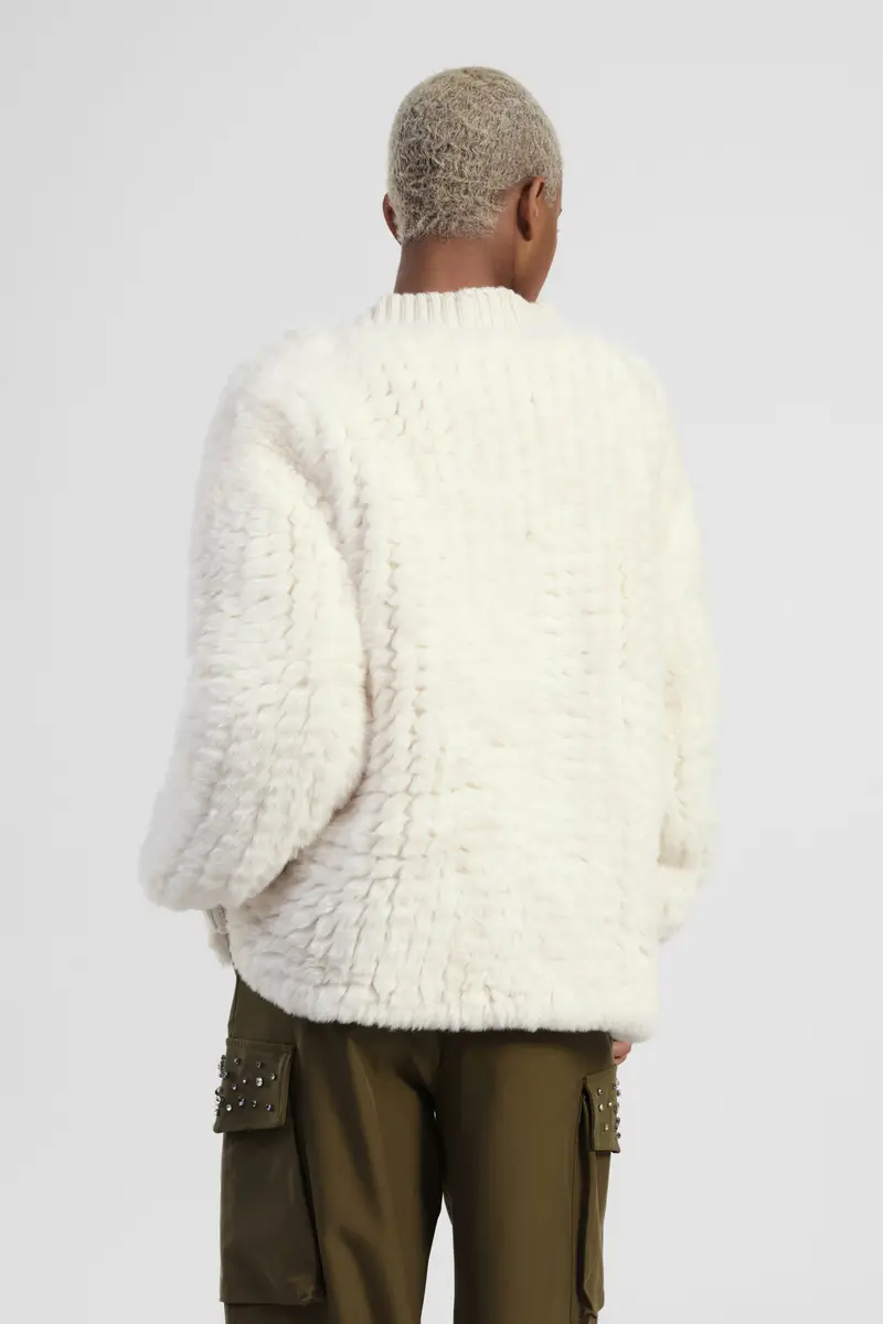 Eco-fur con bottoni e polsi a costine miniatura 3