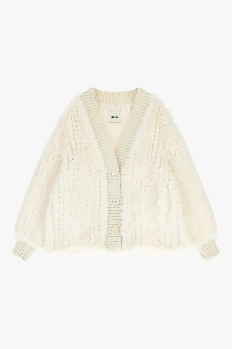 Eco-fur con bottoni e polsi a costine