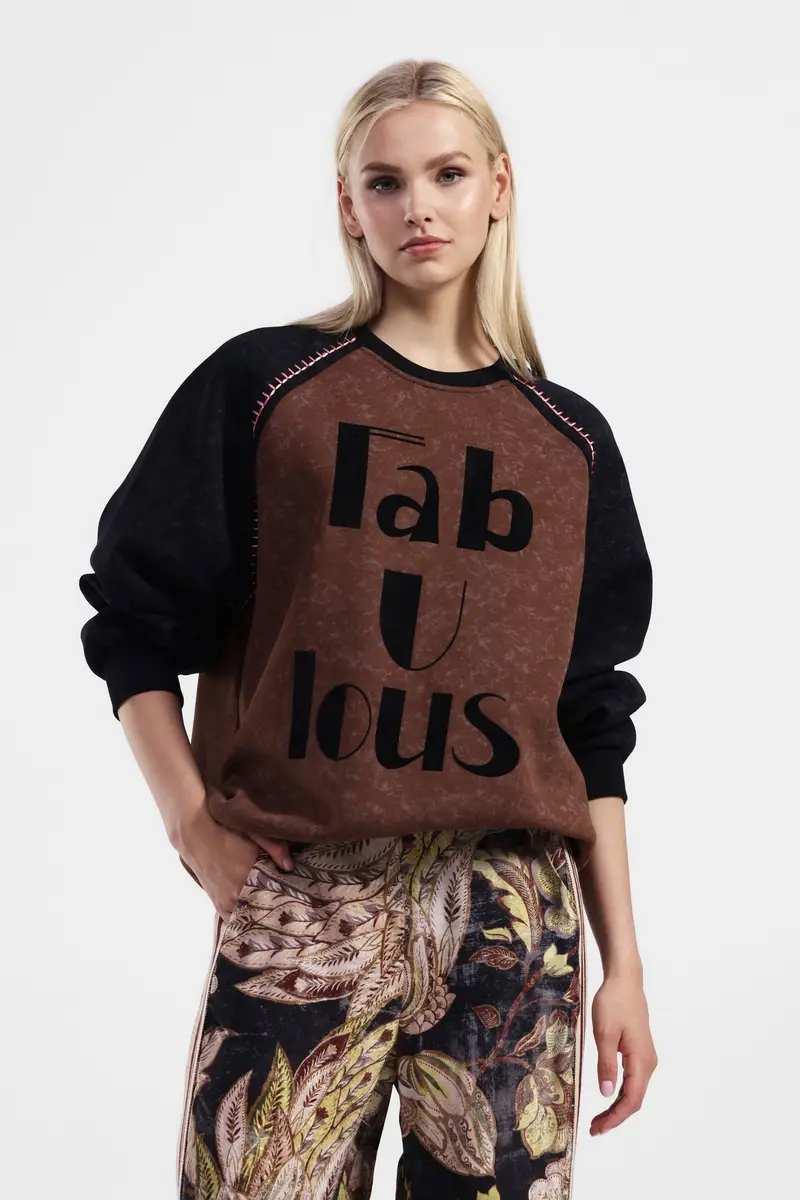 Felpa con maniche lunghe stampata