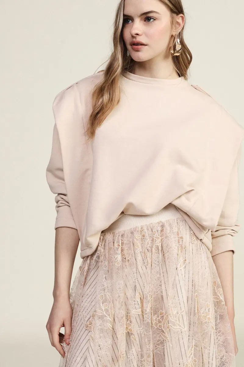 Felpa girocollo con bottoni sulle spalle