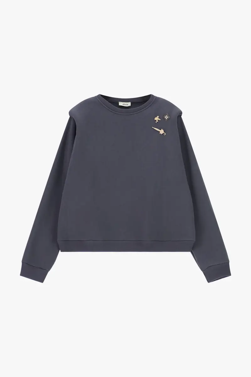 Felpa girocollo con dettagli applicati e fit ampio