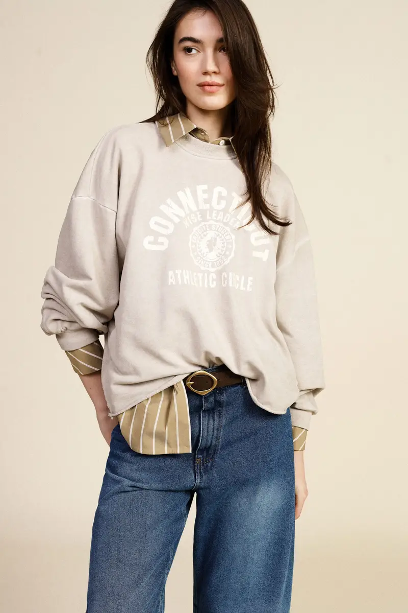 Felpa girocollo stampa frontale oversize