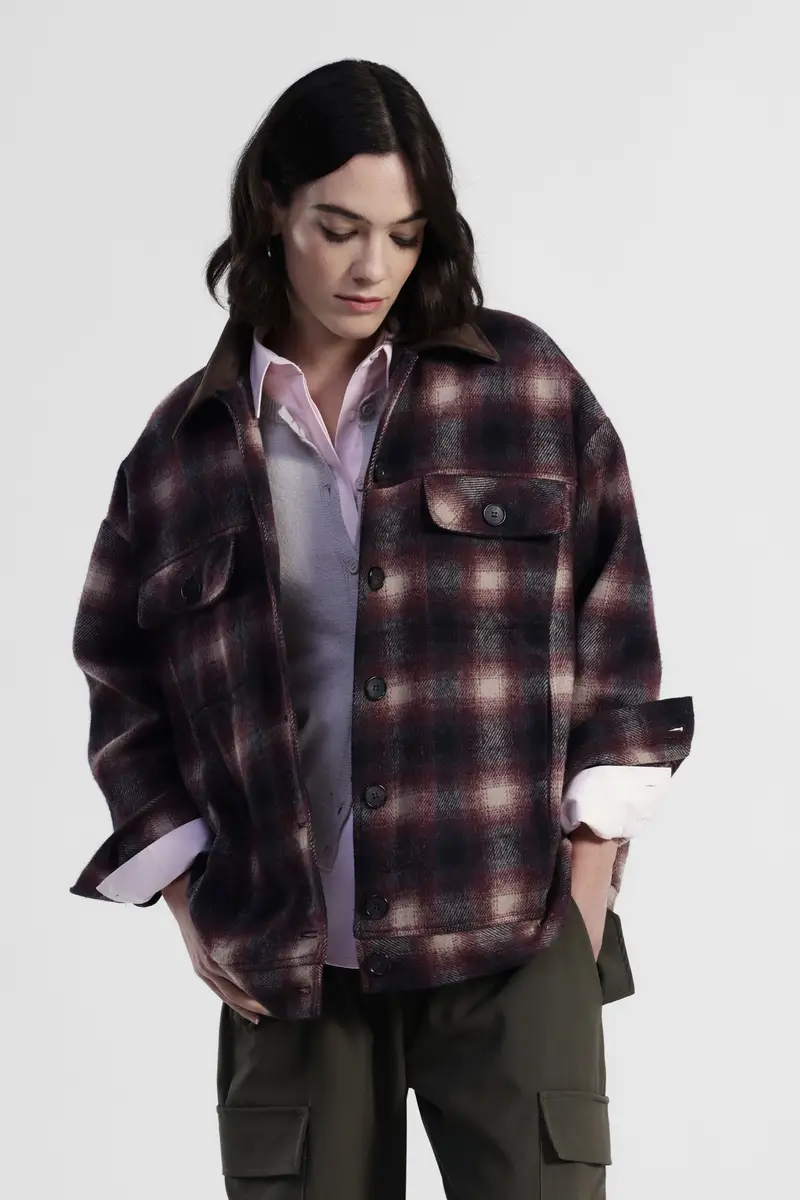 Giacca camicia a quadri con tasche frontali miniatura 2