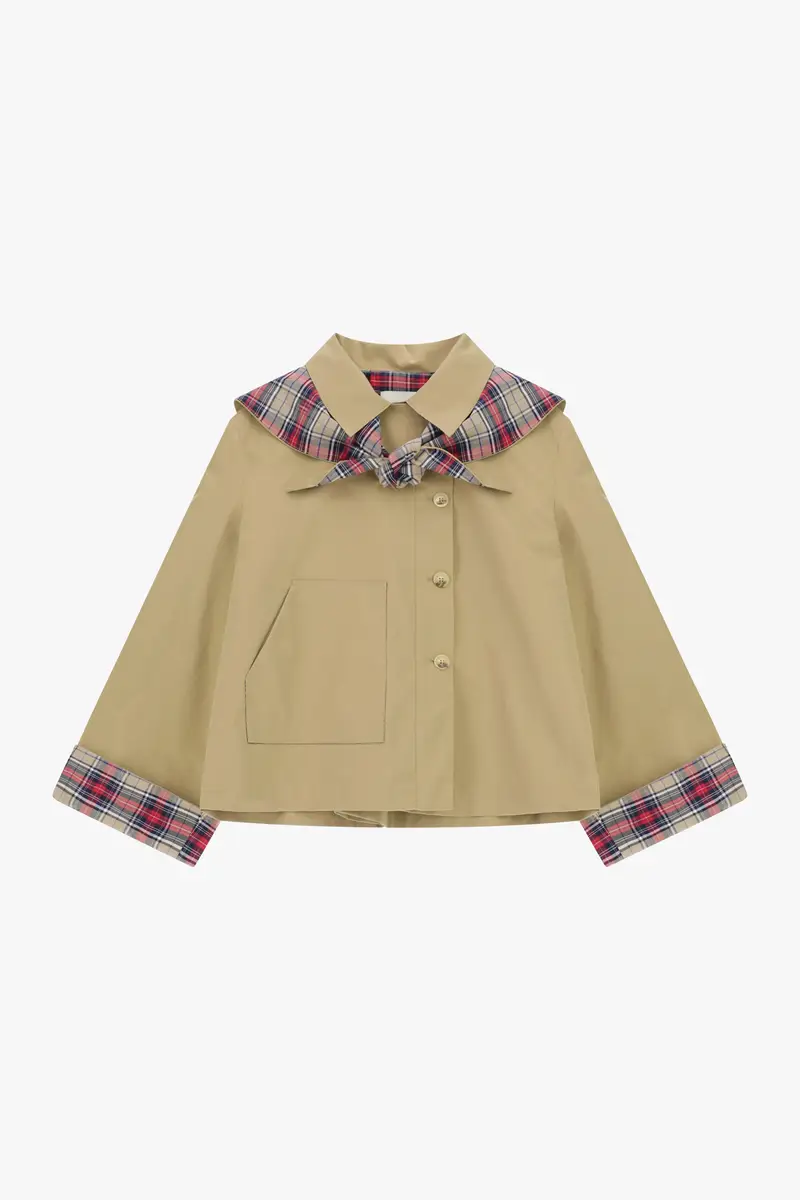 Giacca camicia con collo maxi a contrasto