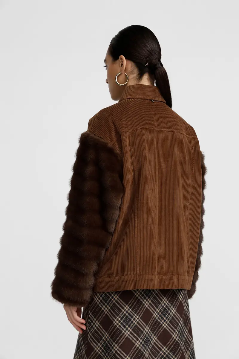 Giacca camicia con maniche effetto pelliccia miniatura 3