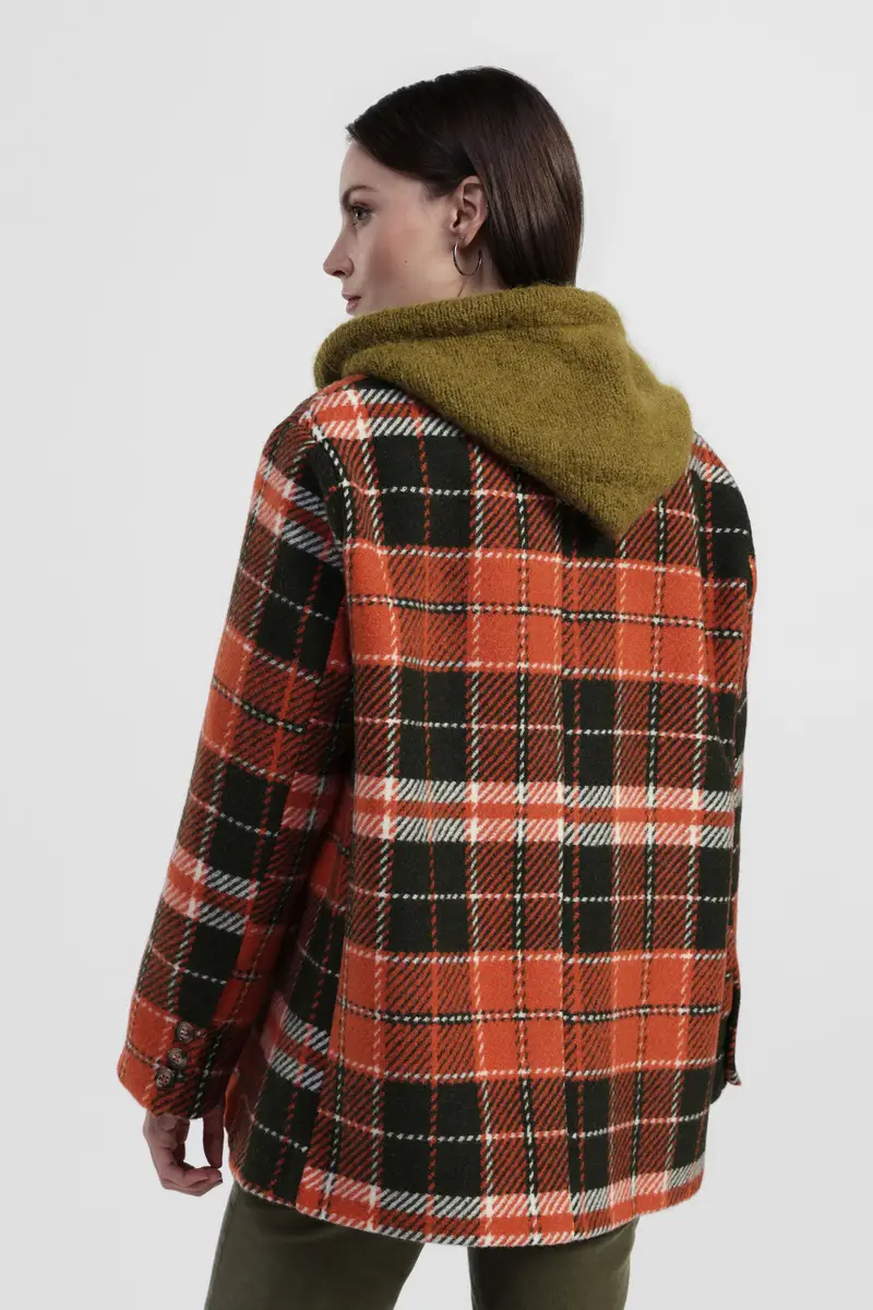 Giacca camicia con motivo quadri e bottoni miniatura 2