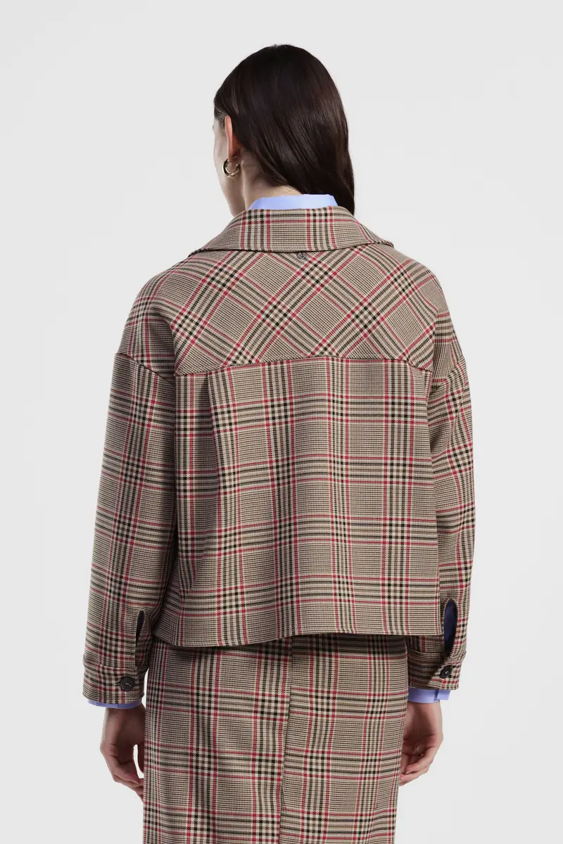 Giacca camicia corta stampa check con tasche miniatura 3