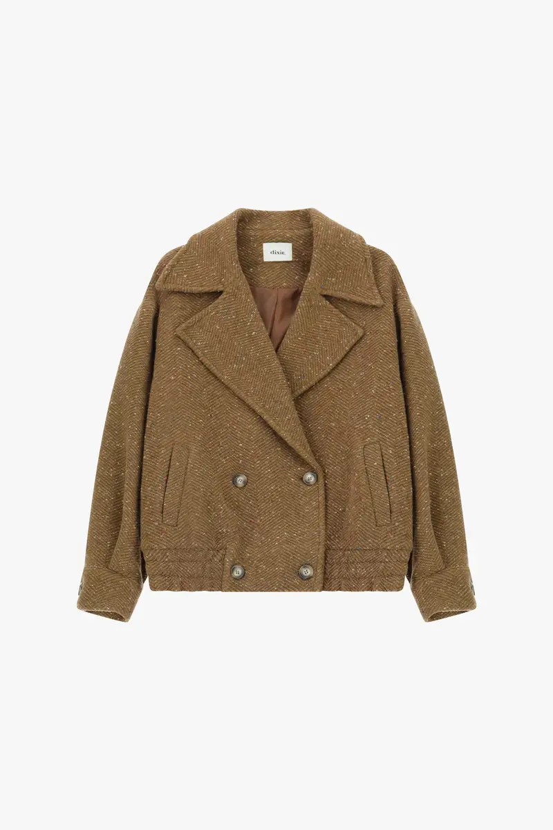 Giacca camicia doppiopetto con ampio revers