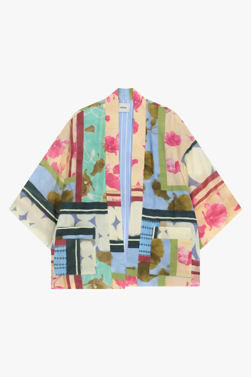 Giacca camicia fantasia stampa geometrica e floreale