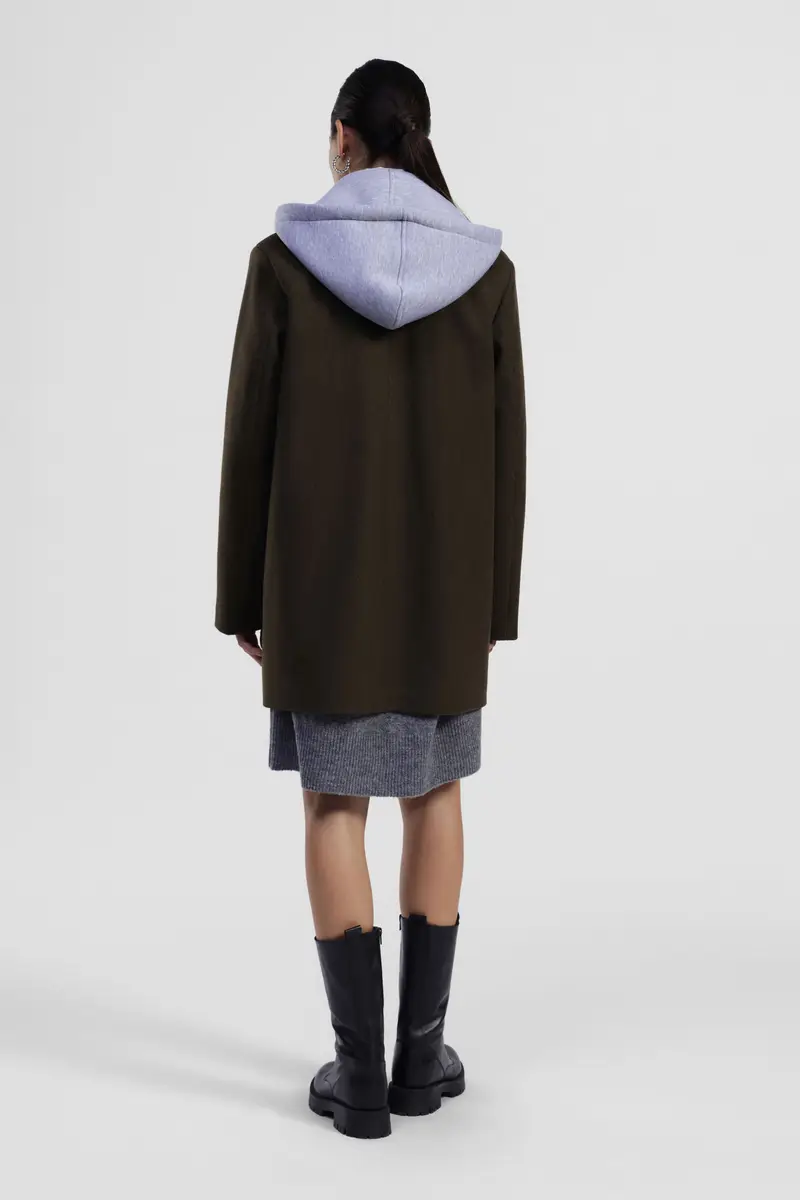 Giacca imbottita doppio petto con cappuccio e tasche miniatura 3