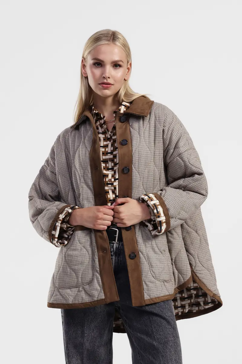 Giacca trapuntata con stampa e bottoni miniatura 2