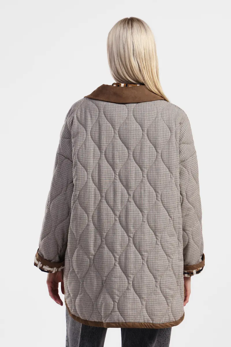 Giacca trapuntata con stampa e bottoni miniatura 3