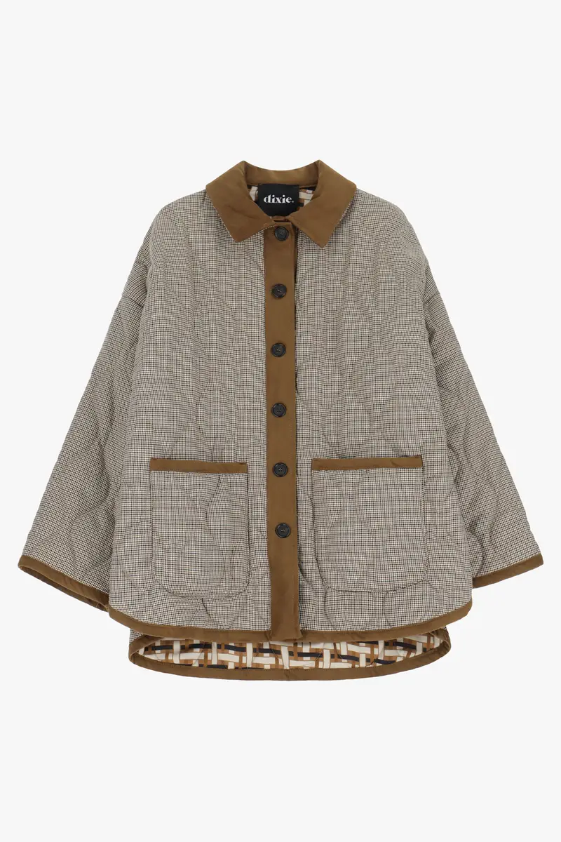 Giacca trapuntata con stampa e bottoni