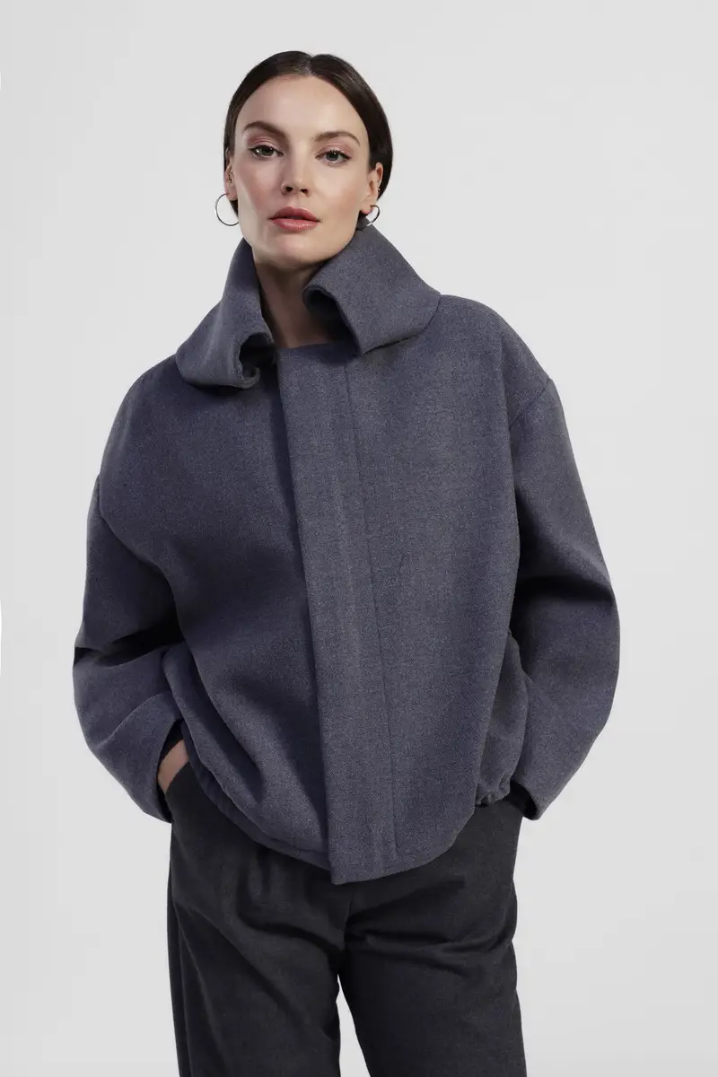 Giacca trapuntata corta con collo ampio e zip miniatura 2