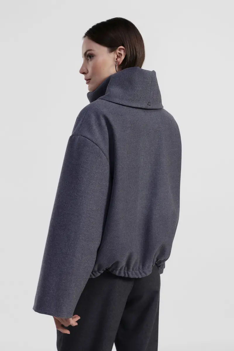 Giacca trapuntata corta con collo ampio e zip miniatura 3