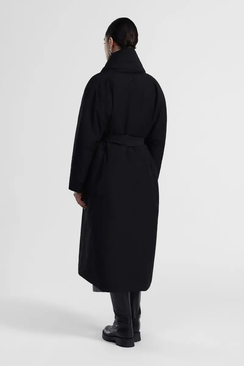 Giacca trapuntata lunga con cintura e colletto ampio miniatura 3