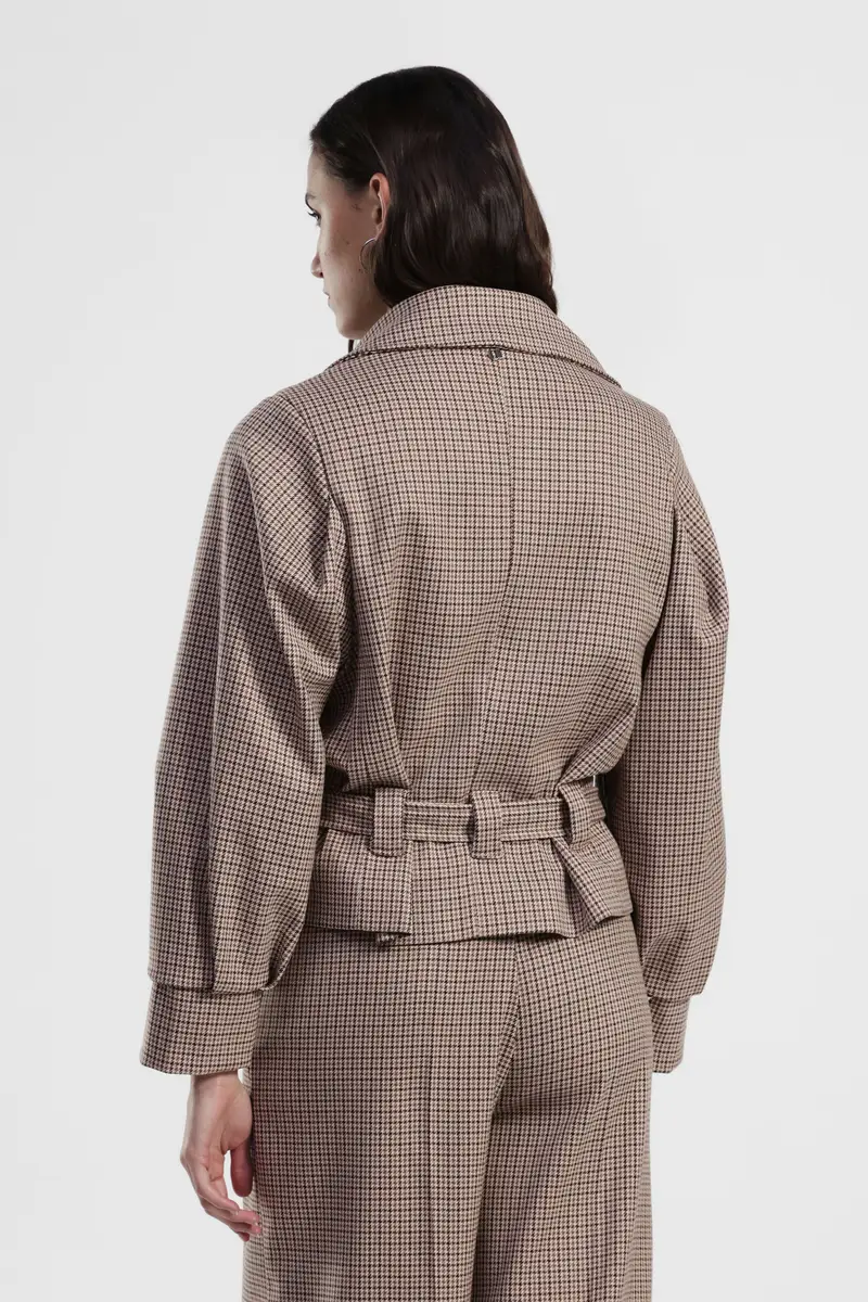 Giacca trapuntata motivo check doppiopetto corta miniatura 3