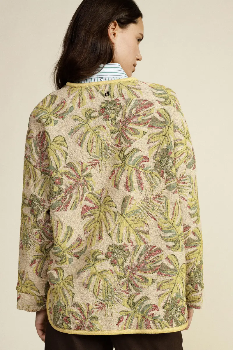 Giacca trapuntata stampa foglie tasche applicate miniatura 3