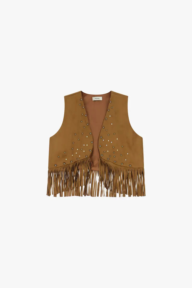 Gilet con frange e borchie decorative