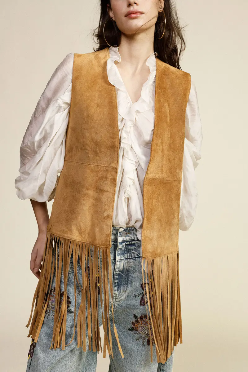 Gilet con lunghe frange e taglio dritto miniatura 3