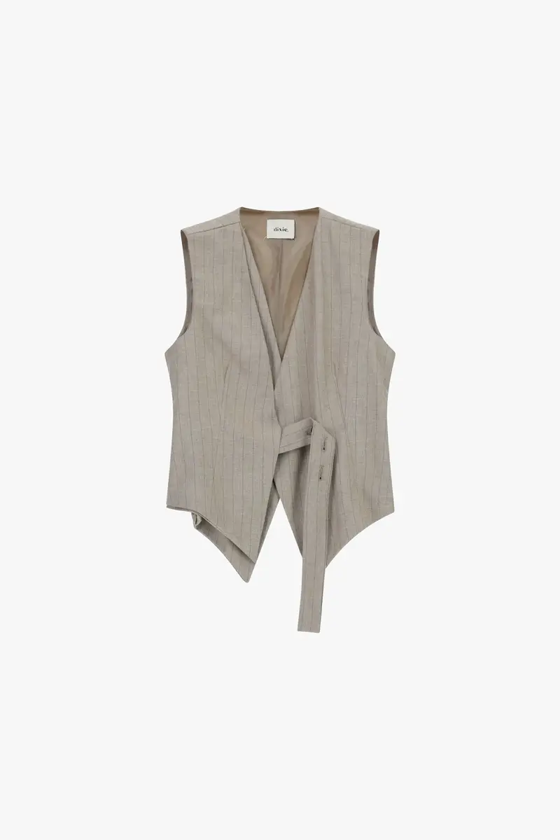 Gilet con pinstripe e chiusura a cintura