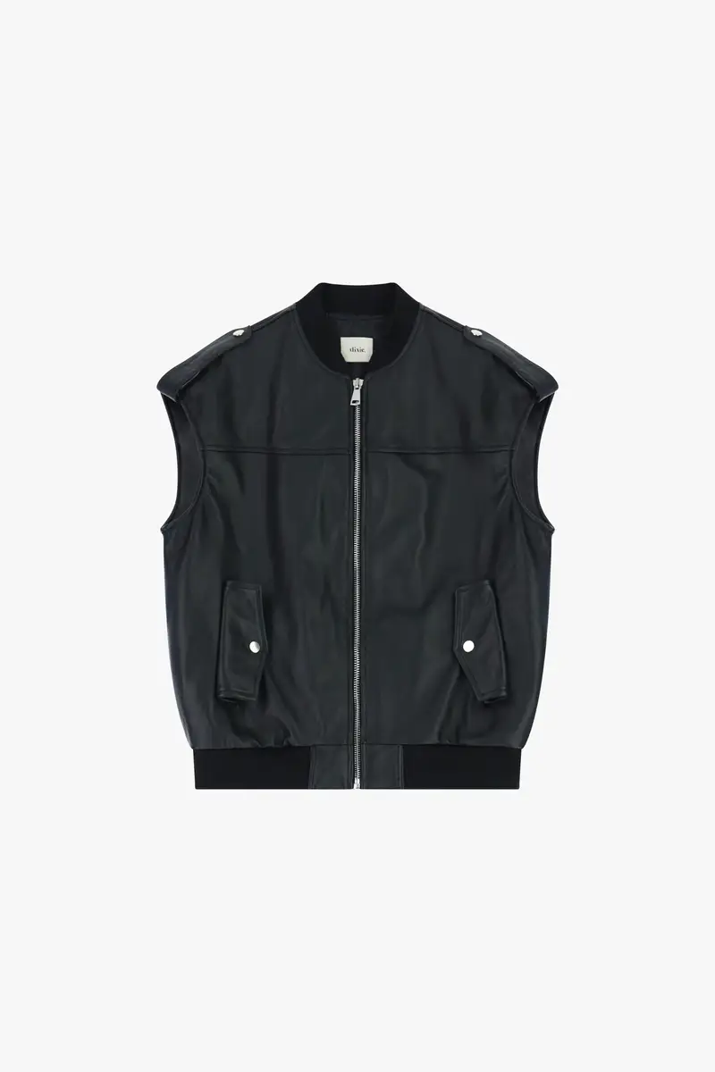 Gilet senza maniche con zip e tasche frontali