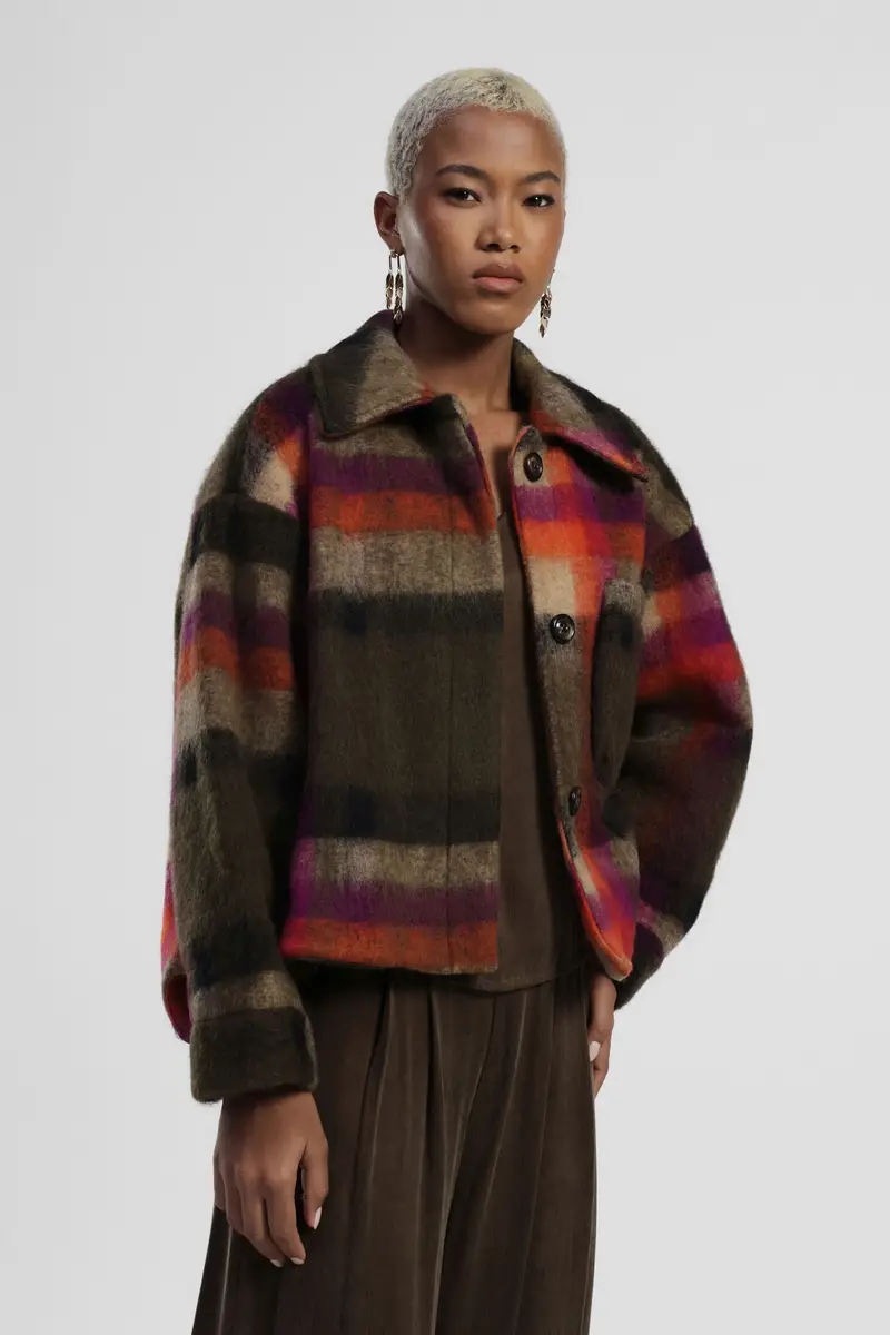 Giubbotto a quadri con tasca applicata miniatura 2