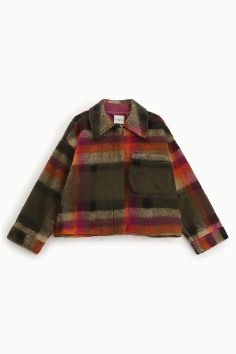 Giubbotto a quadri con tasca applicata