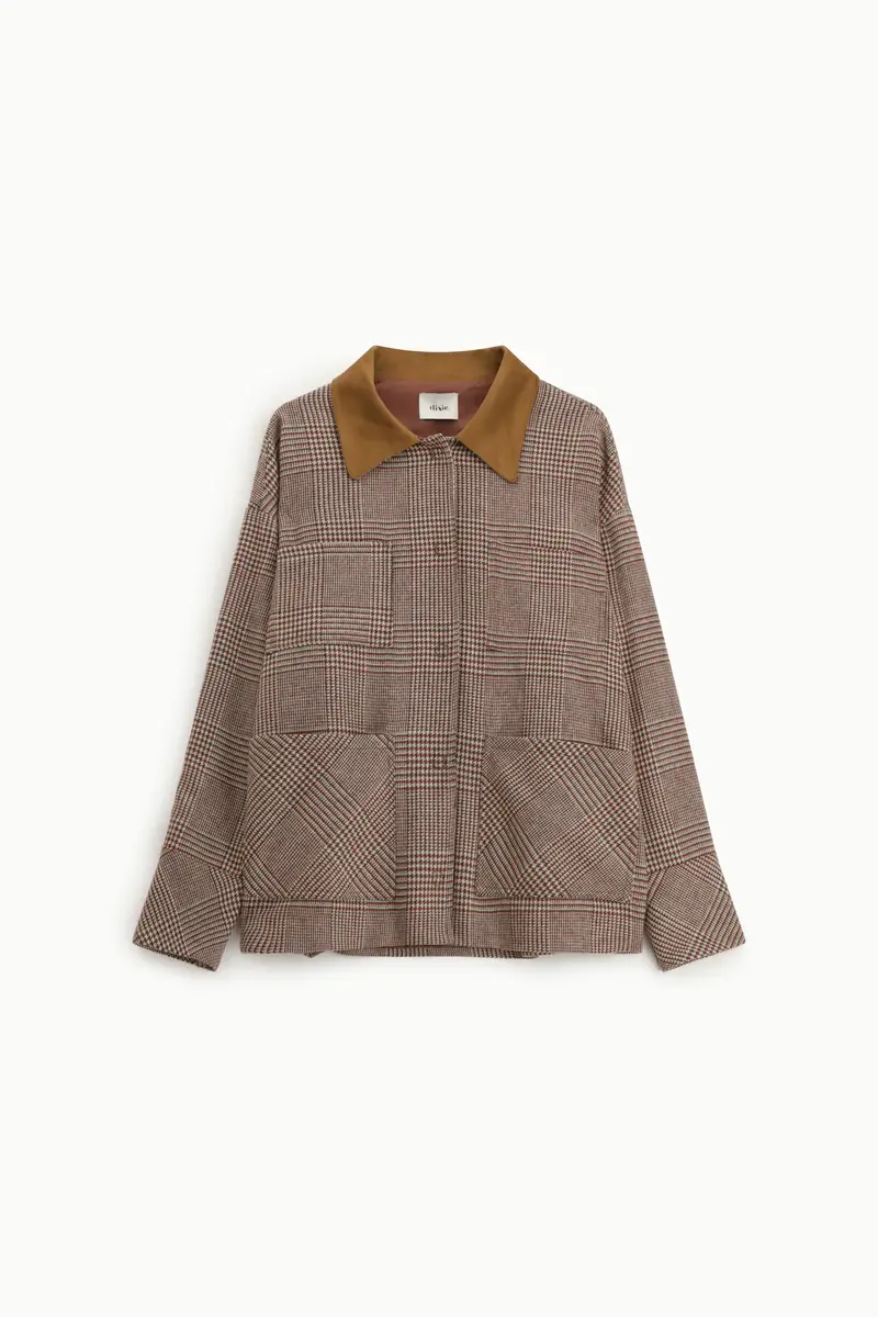 Giubbotto ampio a quadri con tasche applicate