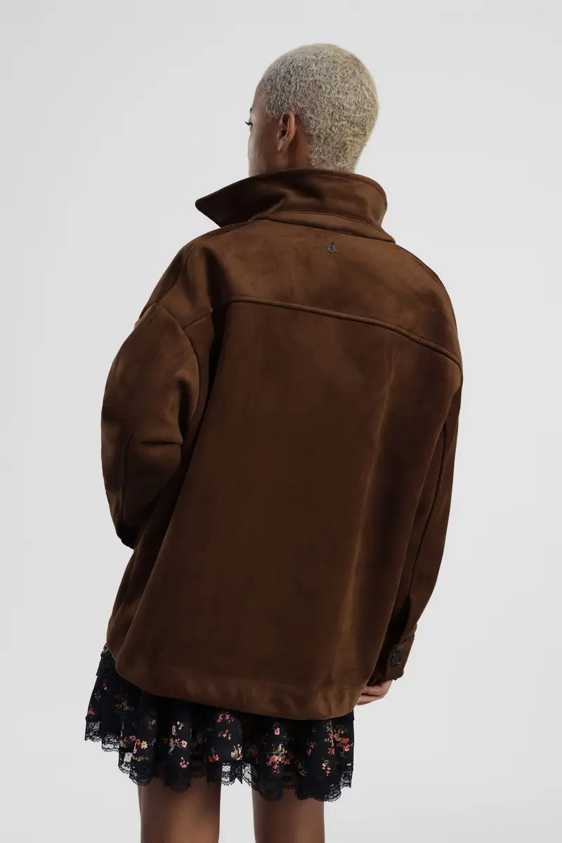 Giubbotto effetto suede con tasche frontali e bottoni maxi miniatura 3