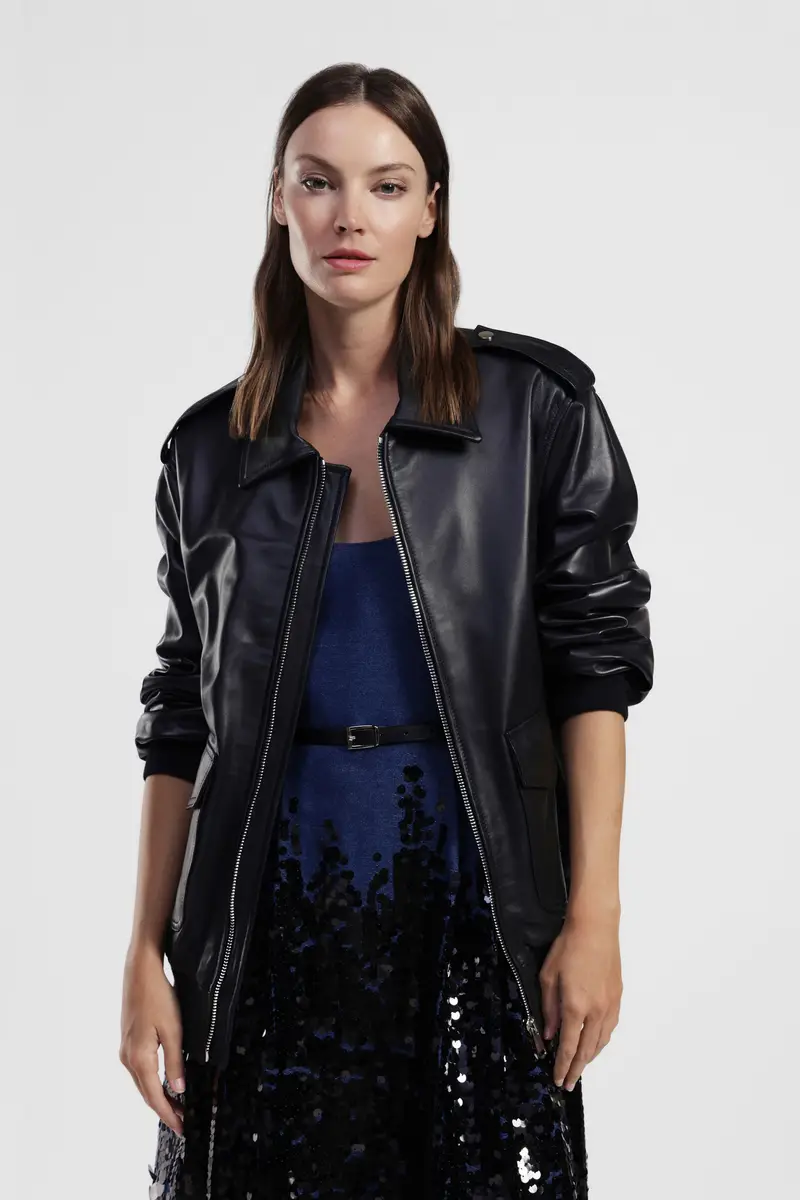 Giubbotto in ecopelle con tasche applicate miniatura 2