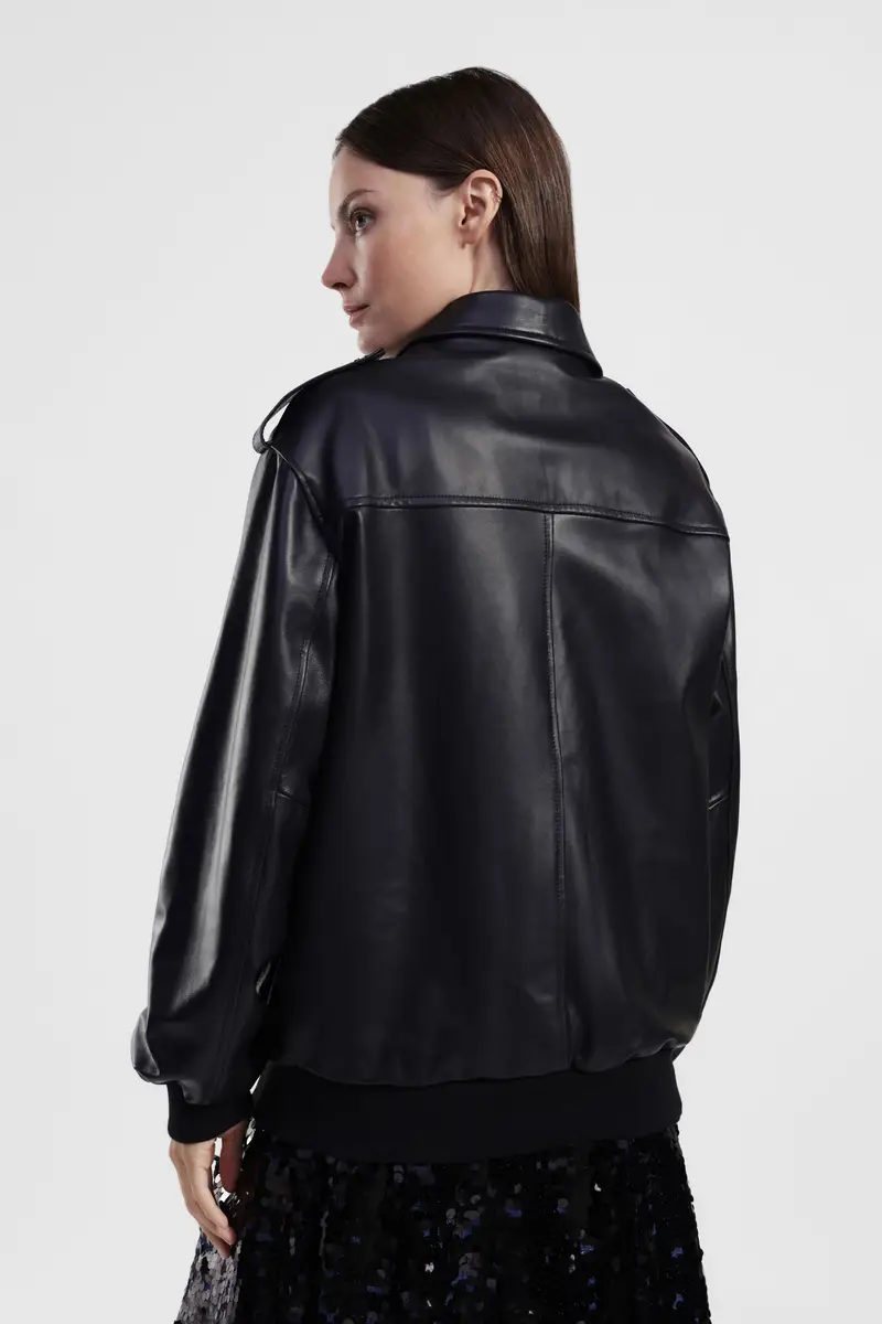 Giubbotto in ecopelle con tasche applicate miniatura 3