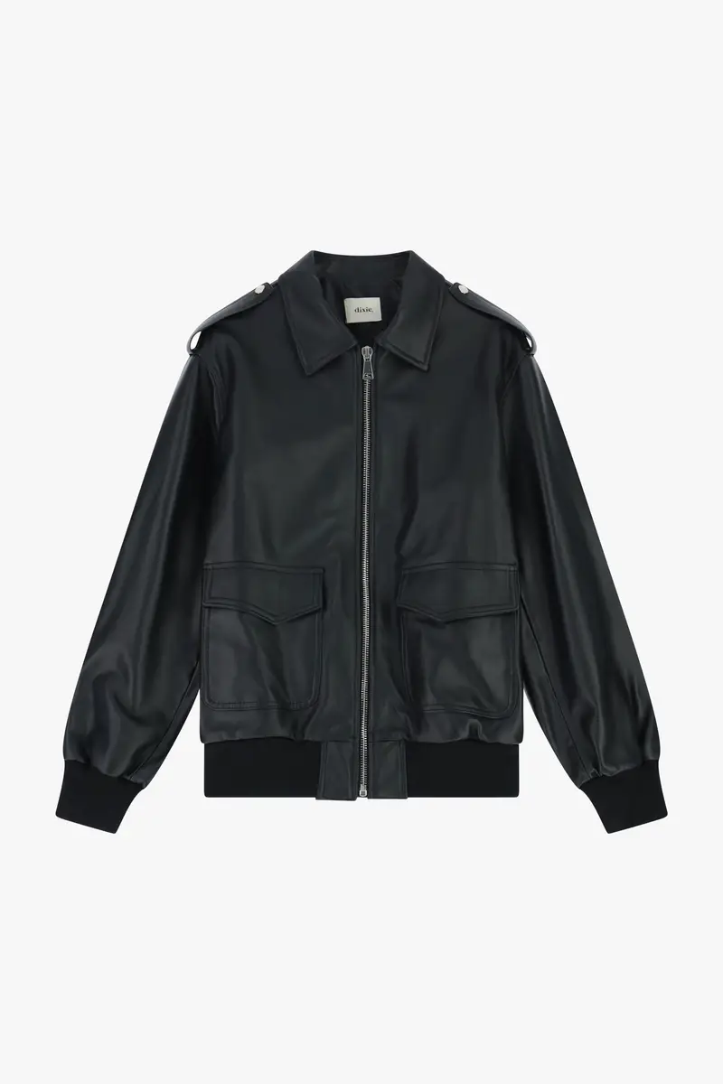 Giubbotto in ecopelle con tasche applicate