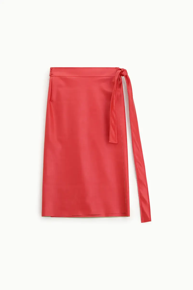 Gonna a portafoglio midi con cintura annodata