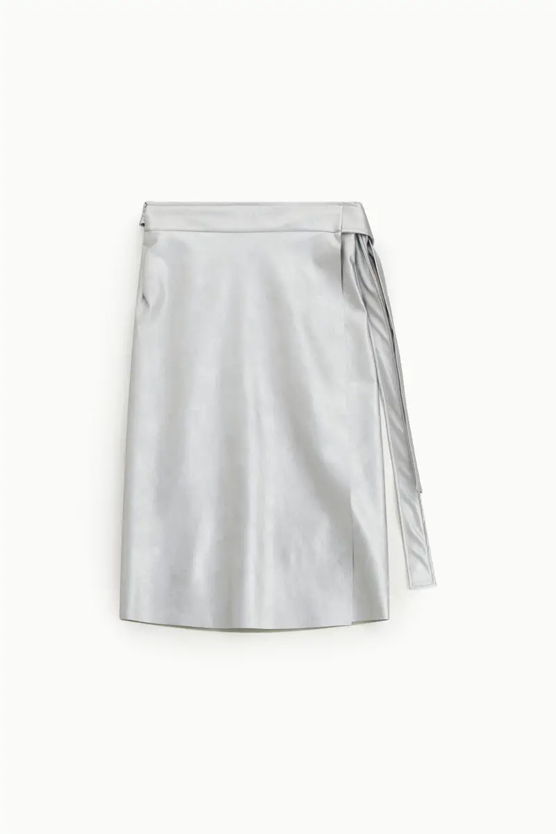 Gonna a portafoglio midi con cintura annodata