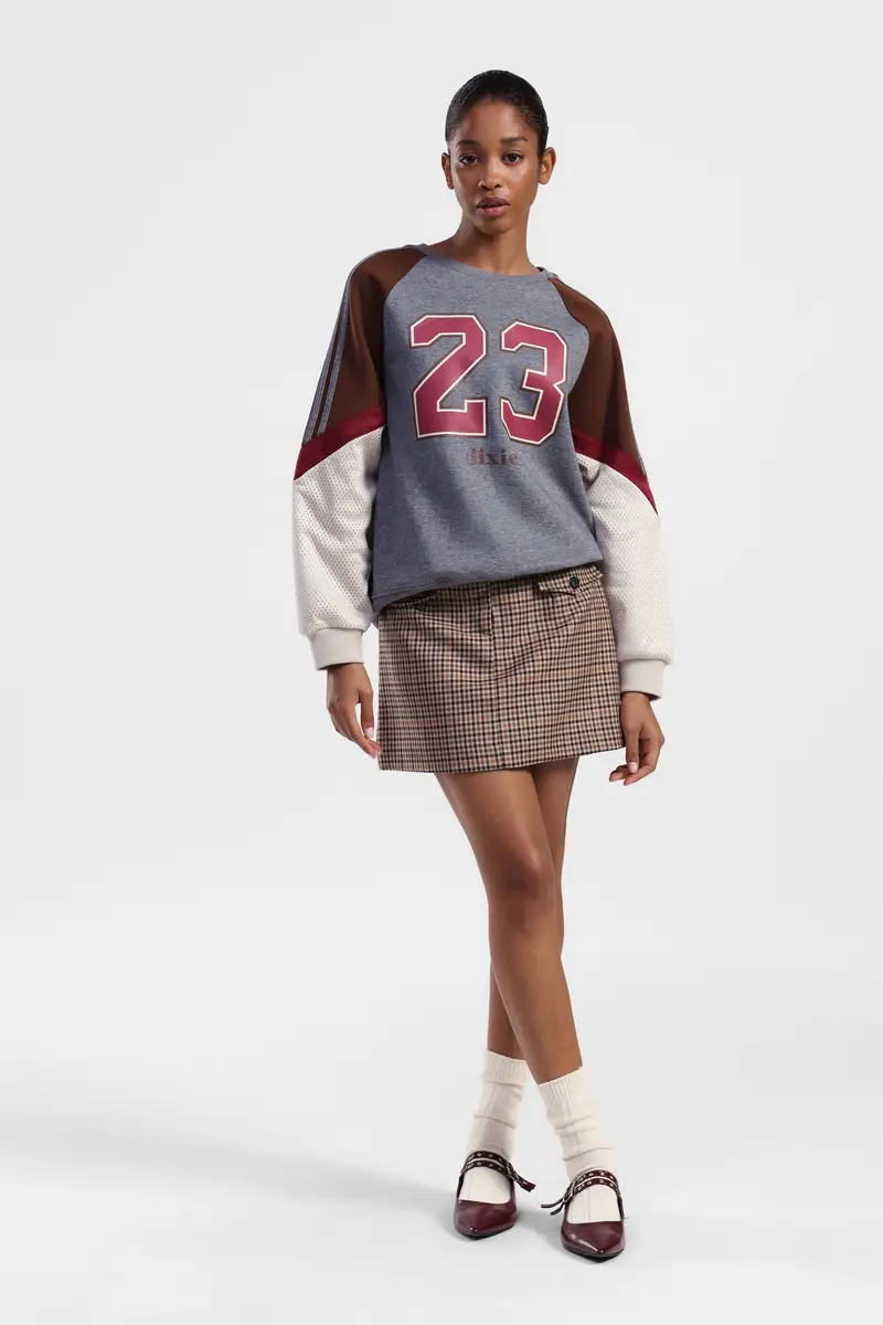 Gonna a quadri con tasche anteriori miniatura 2