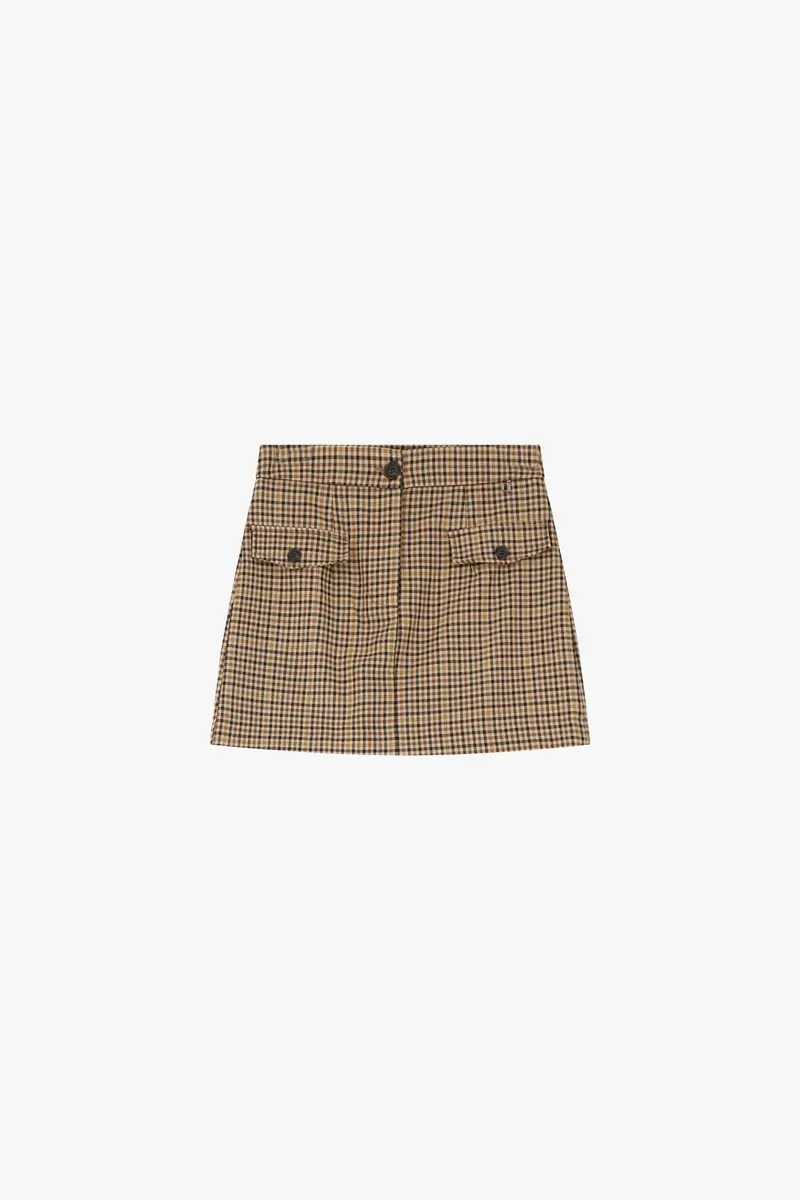 Gonna a quadri con tasche anteriori