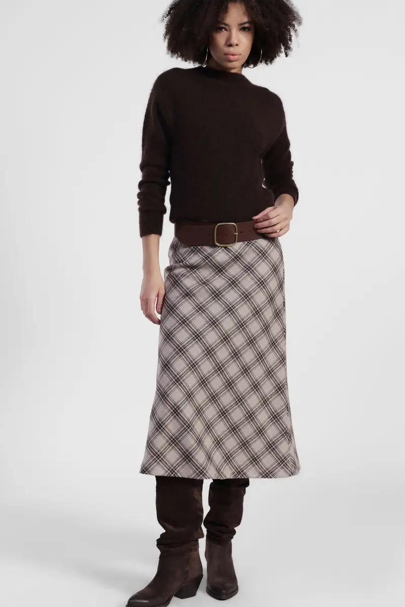 Gonna a quadri taglio svasato lunghezza midi miniatura 2