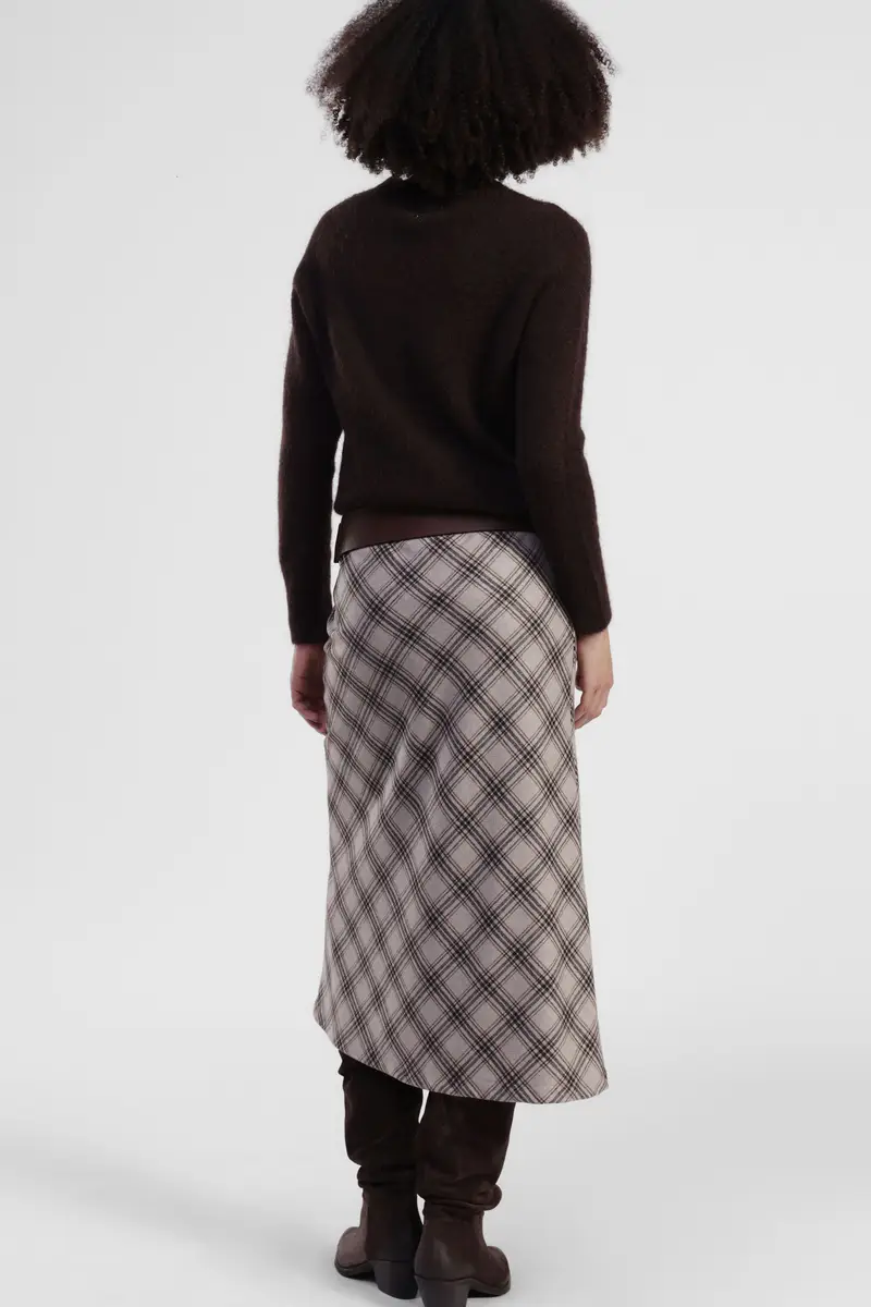 Gonna a quadri taglio svasato lunghezza midi miniatura 3