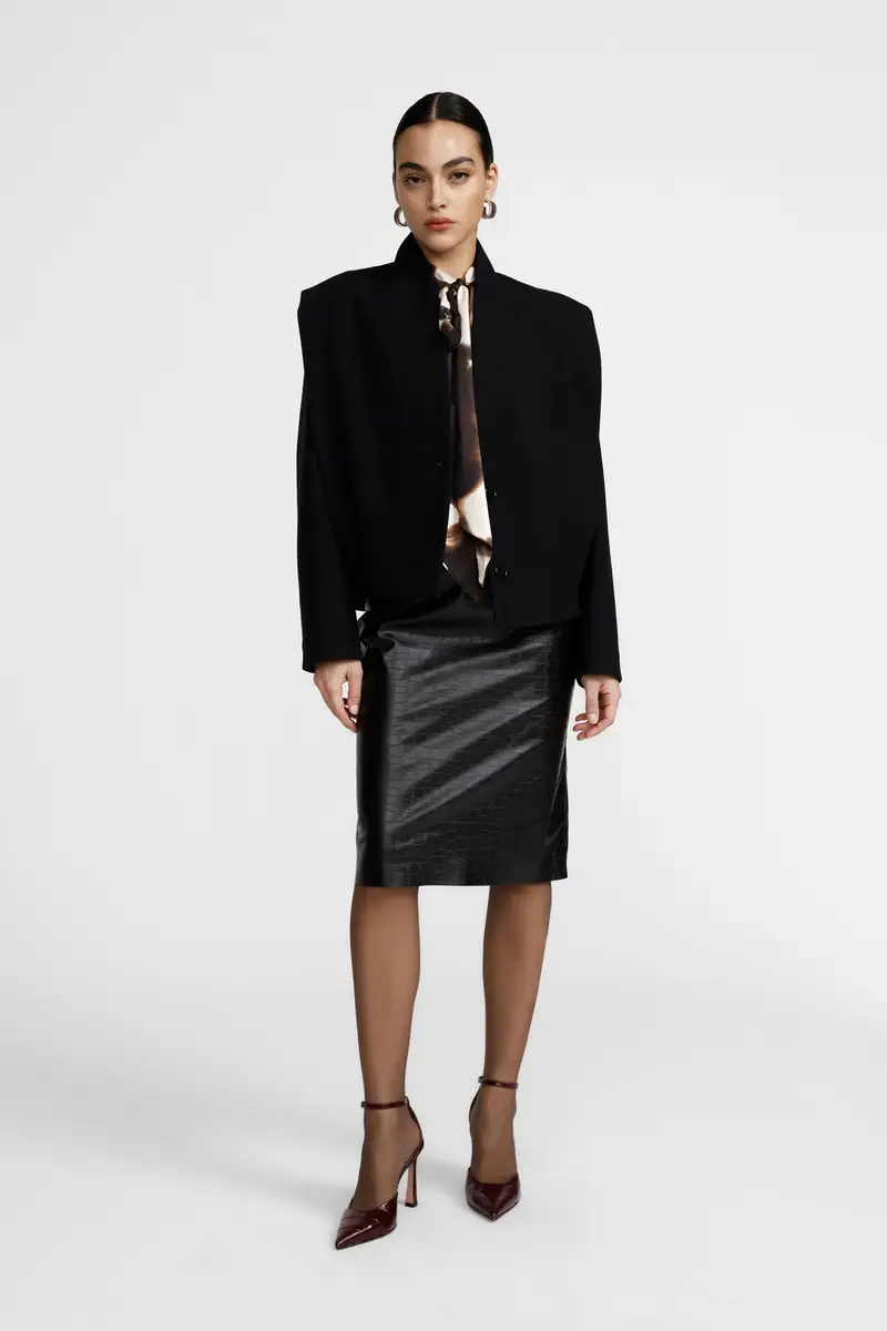 Gonna a tubino lunghezza media effetto animalier miniatura 3